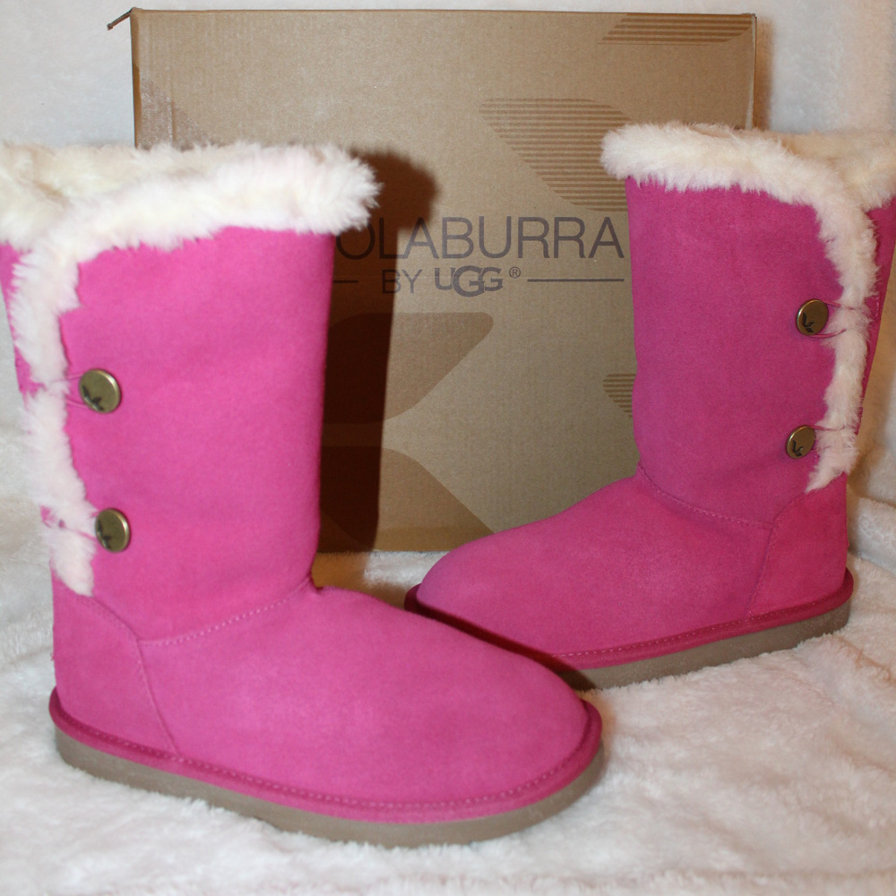 UGG KOOLABURRA KENSLEI SUEDE FUR BOOTS NEW! PINK - Picture 1 of 7